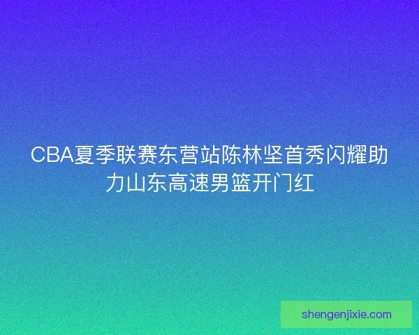 CBA夏季联赛东营站陈林坚首秀闪耀助力山东高速男篮开门红