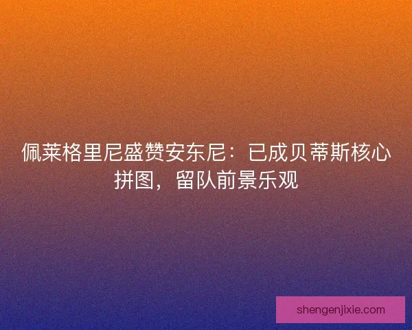 佩莱格里尼盛赞安东尼：已成贝蒂斯核心拼图，留队前景乐观